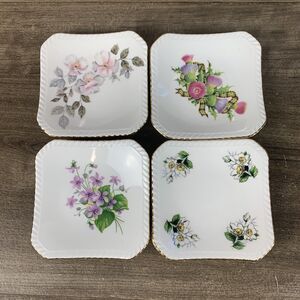 Vintage Royal Adderley Bone Square Teabag Plate Floral Made in England -see Desc